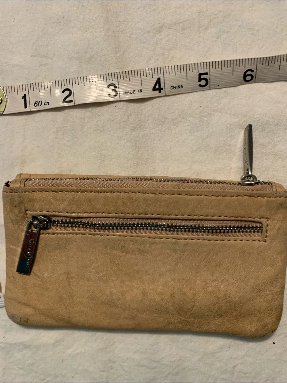 Junior Drake Tan Leather Envelope Wristlet with Silver Snap
